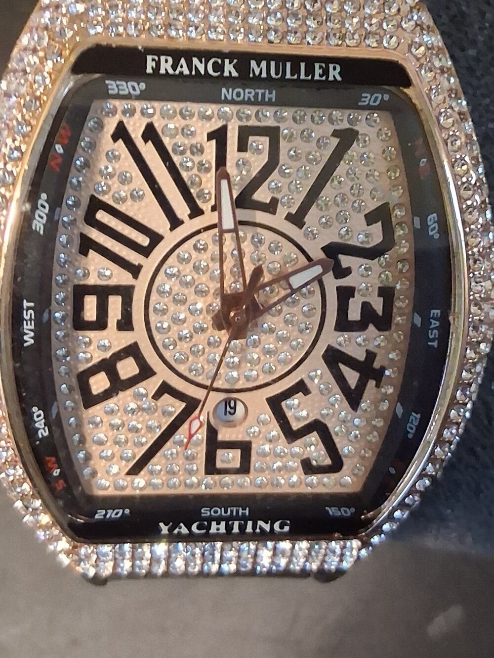Rosetone  Crystal Yachting Quartz Watch New No Box Very Large Bling Watch